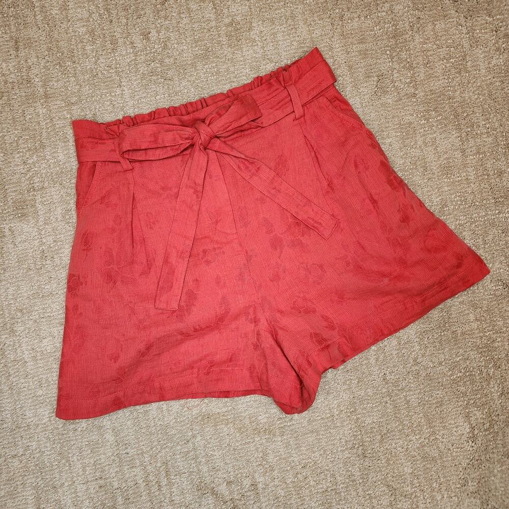 Coral Red Linen High Waist Shorts A Loves A Size 2